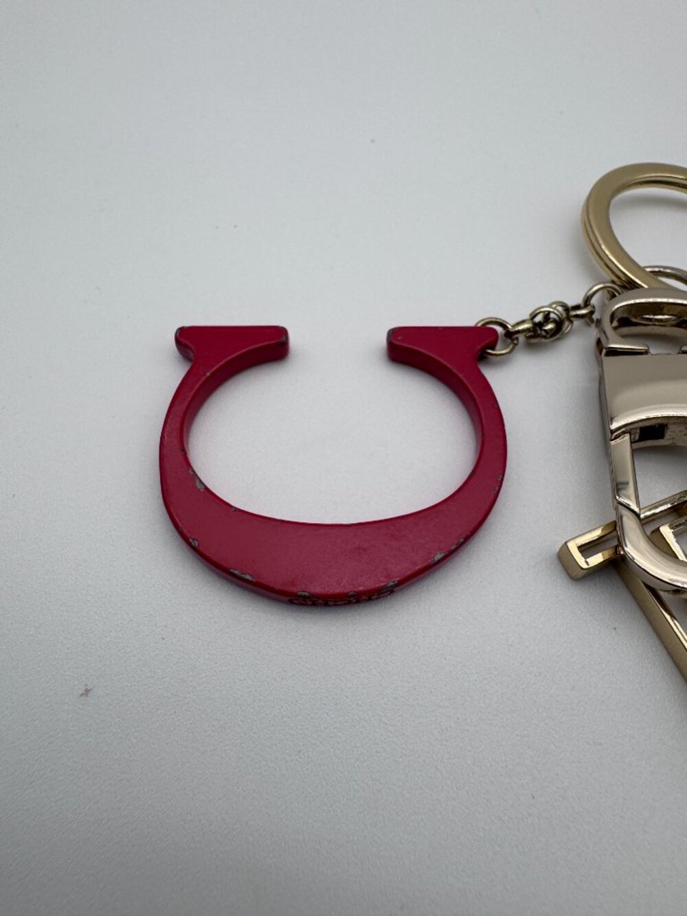 CH Carolina Herrera Gold & Red Logo Keychain Bag Charm - Picture 4 of 4